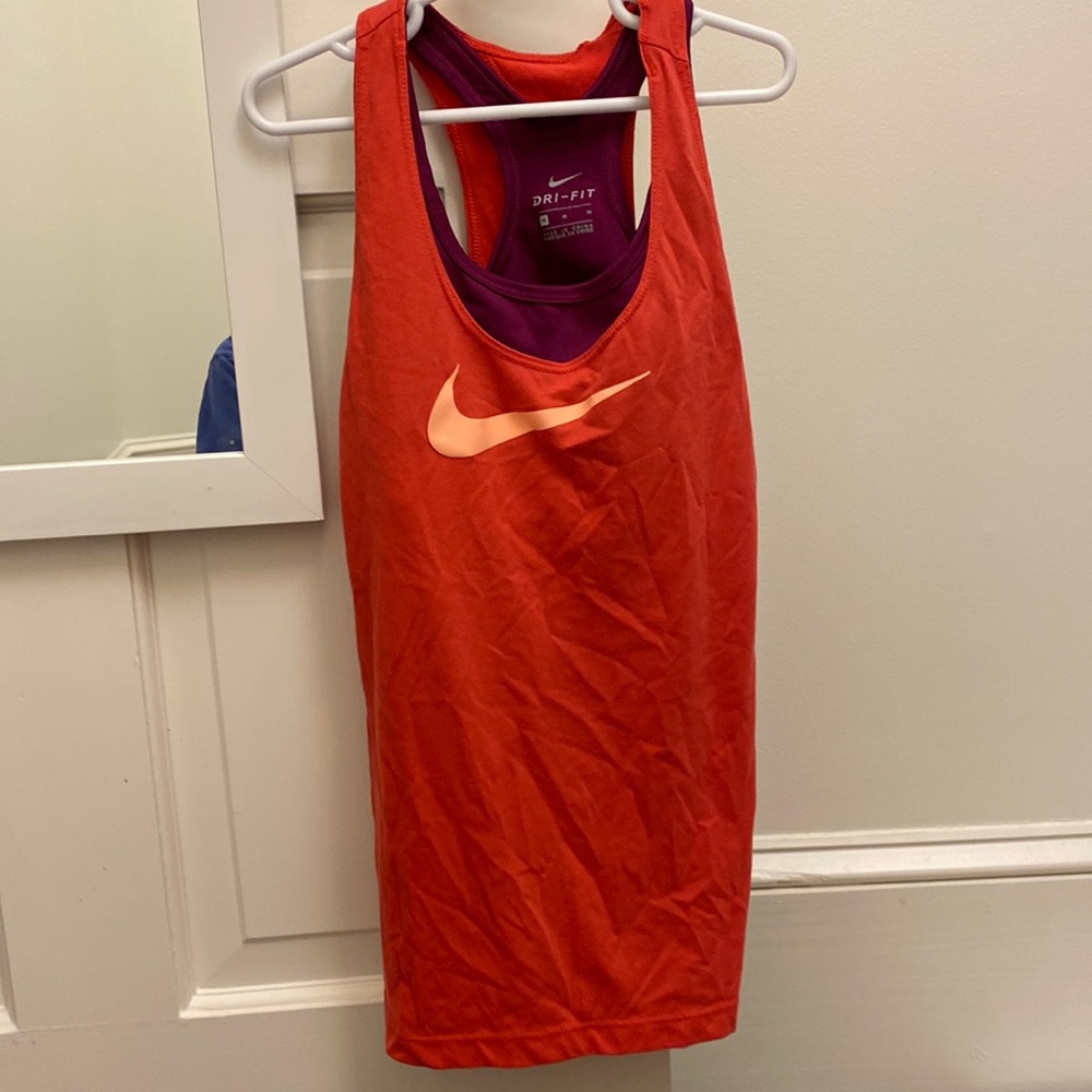 Coral nike tank with built in bra